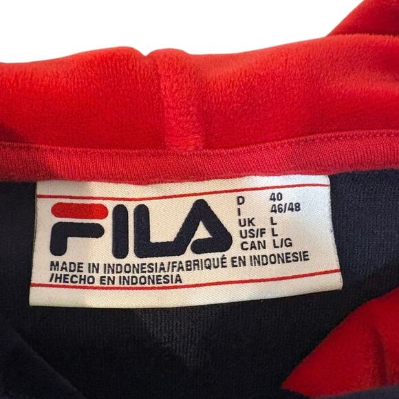 FILA Antonella Navy Velour Crop Hoodie Size Large - Picture 2 of 5